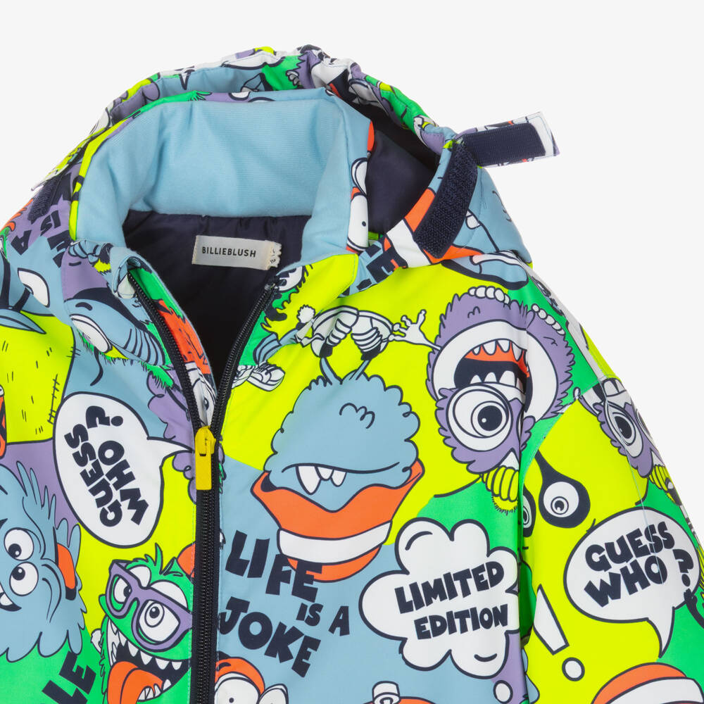 Billieblush-Boys Blue Ski Jacket with Monster Print | Childrensalon