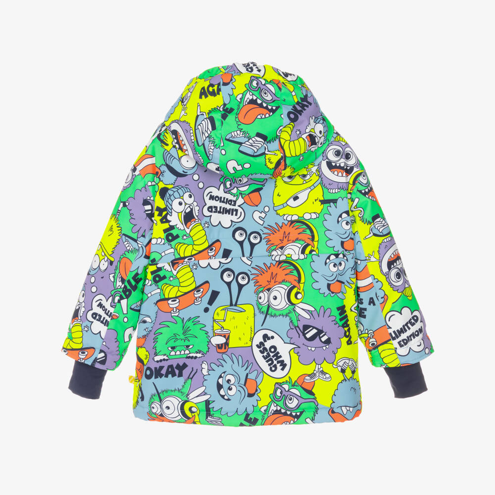 Billieblush-Boys Blue Ski Jacket with Monster Print | Childrensalon