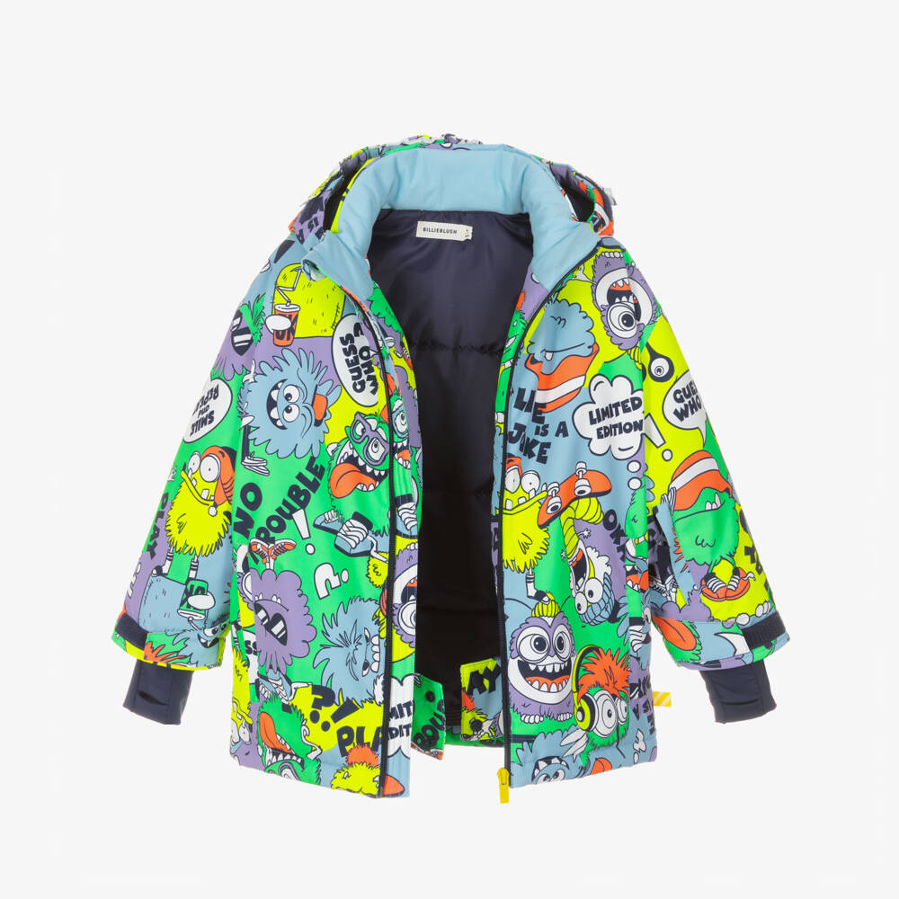 Billieblush-Boys Blue Ski Jacket with Monster Print | Childrensalon