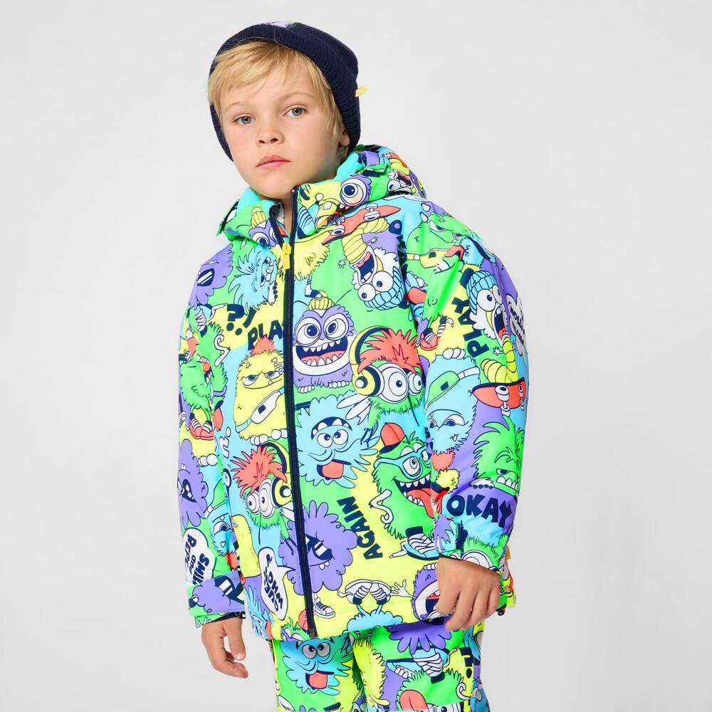 Billieblush-Boys Blue Ski Jacket with Monster Print | Childrensalon