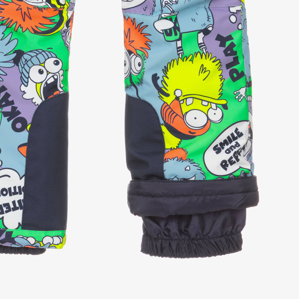 Billieblush-Boys Blue Ski Salopettes with Monster Print | Childrensalon