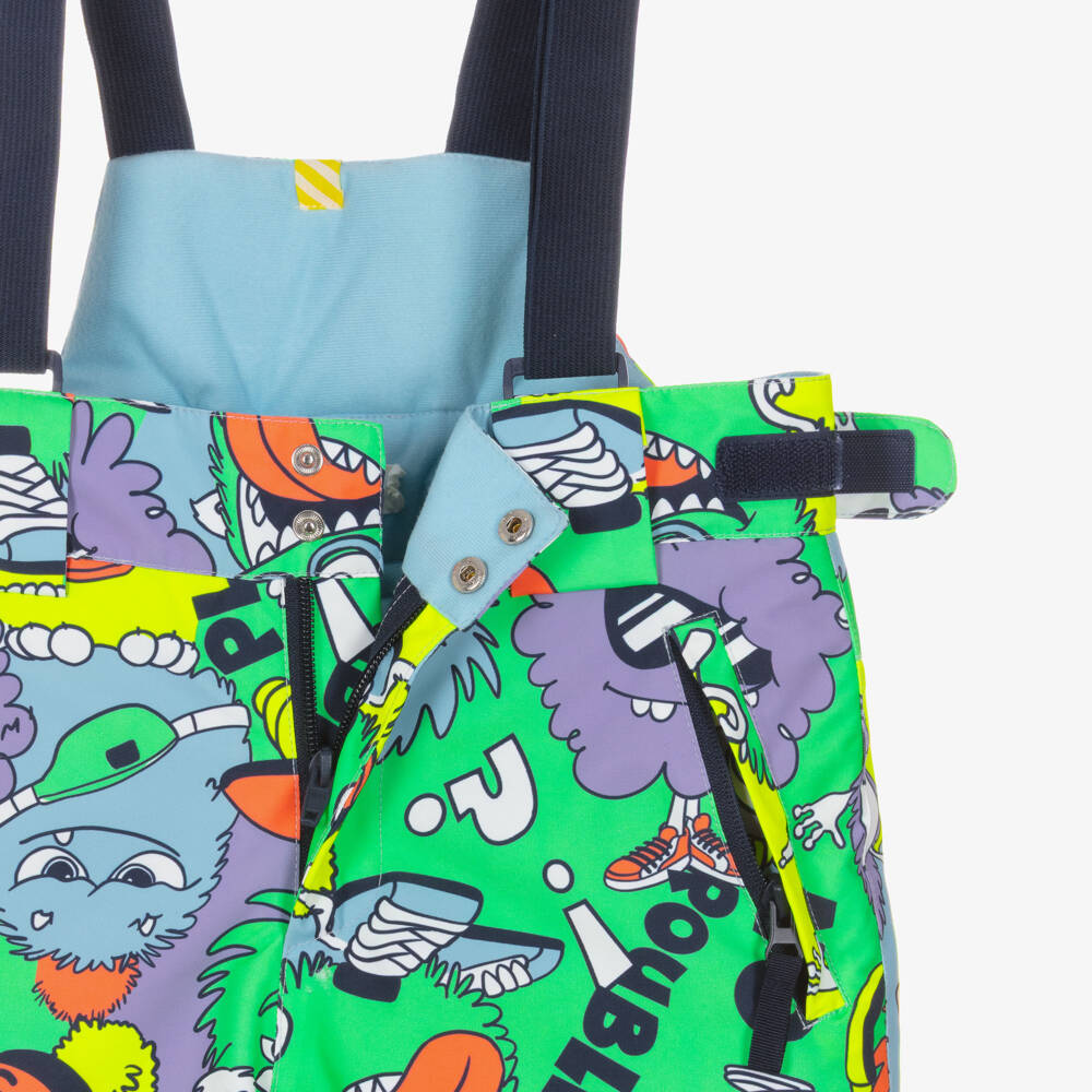 Billieblush-Boys Blue Ski Salopettes with Monster Print | Childrensalon