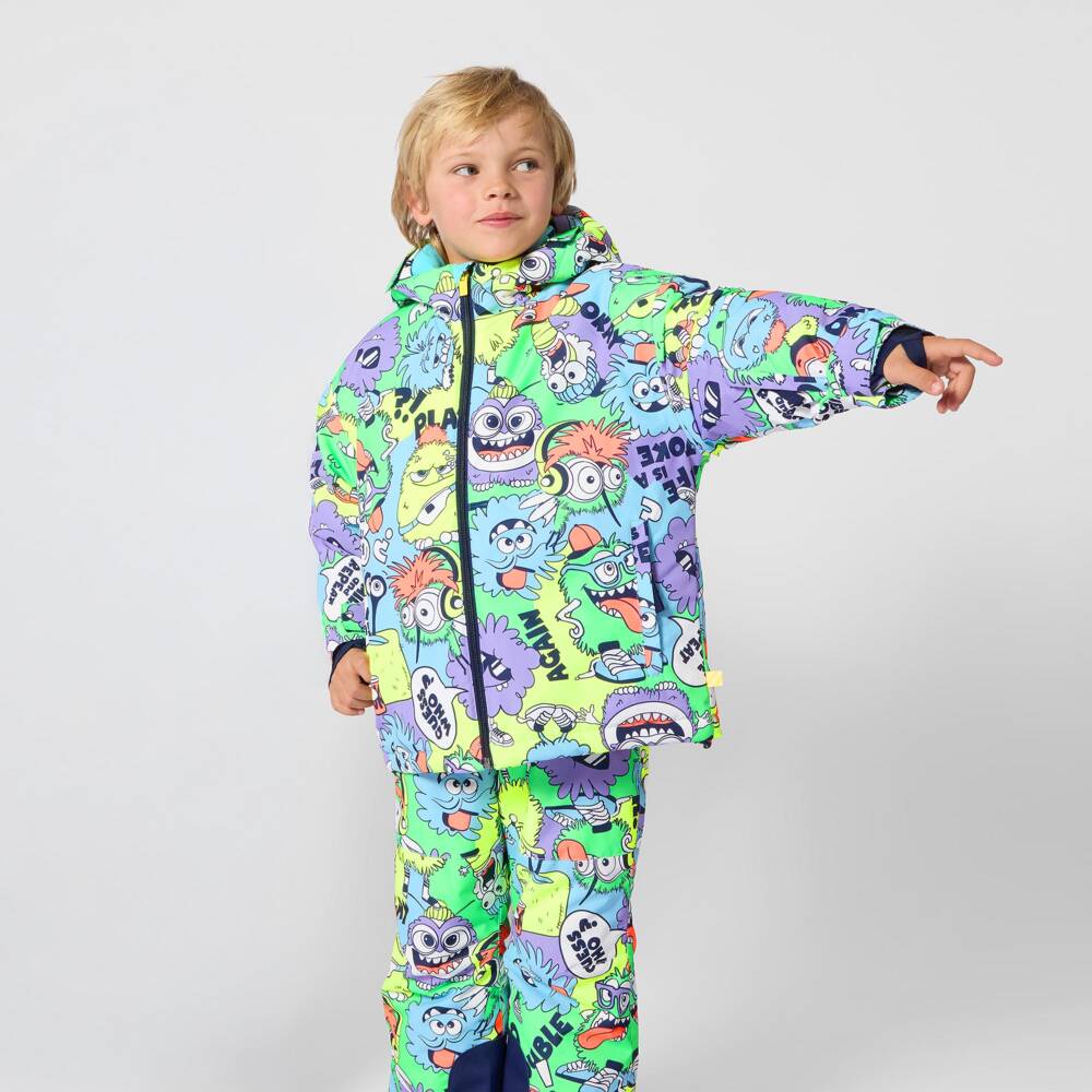 Billieblush-Boys Blue Ski Salopettes with Monster Print | Childrensalon
