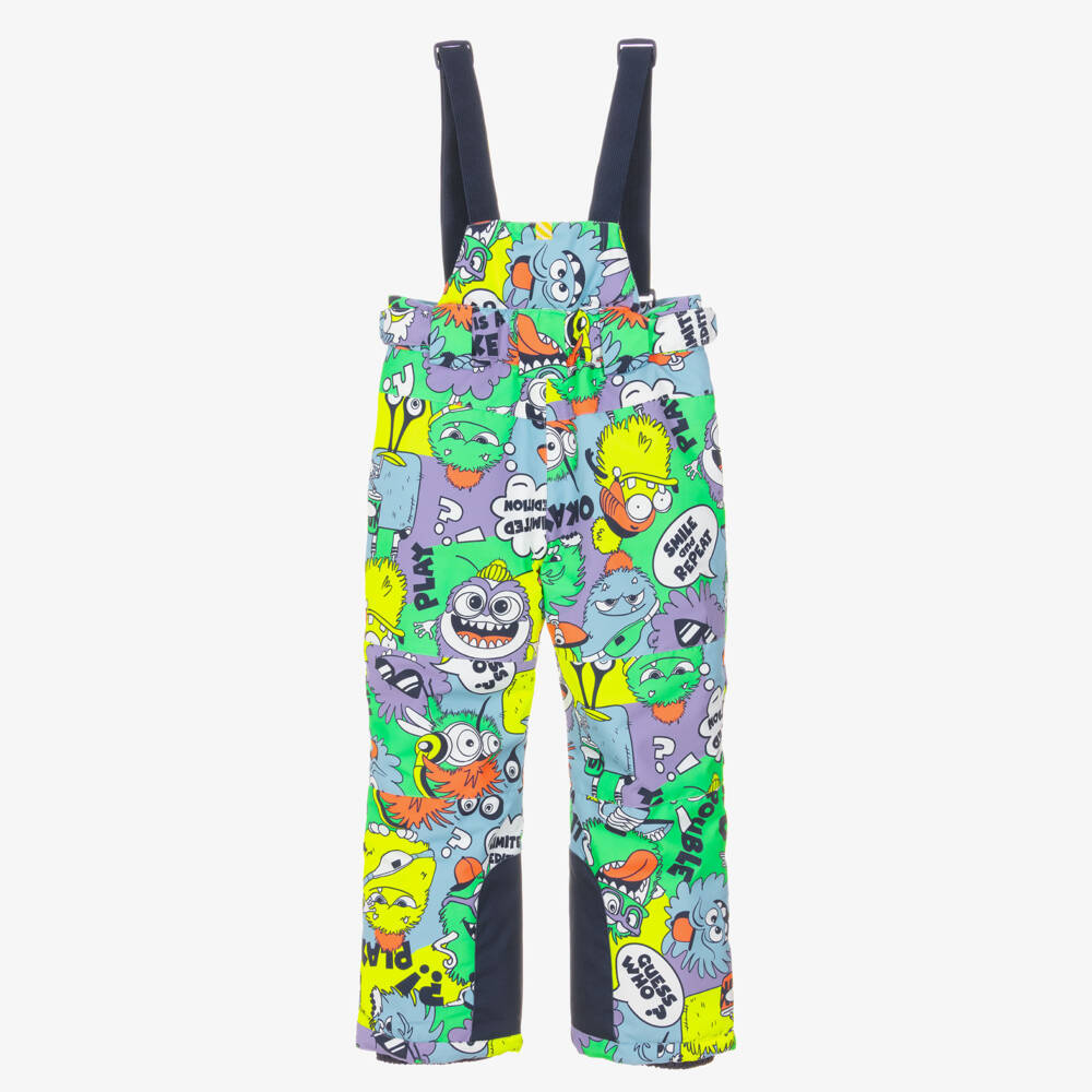 Billieblush-Boys Blue Ski Salopettes with Monster Print | Childrensalon