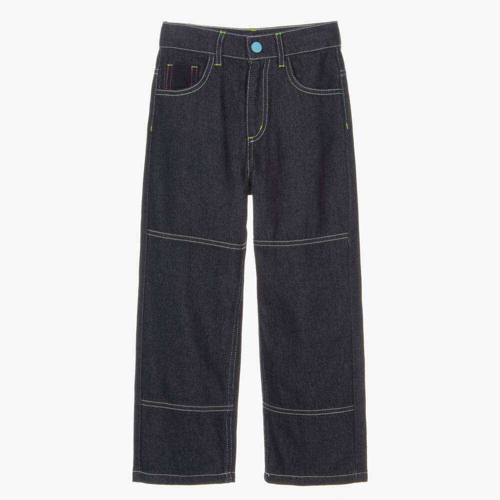 Billieblush-Boys Dark Blue Denim Jeans with Stitching Detail | Childrensalon