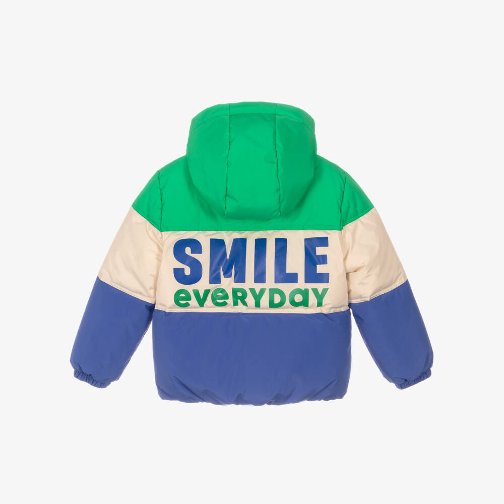 Billieblush-Boys Green & Blue Colourblock Puffer Jacket | Childrensalon