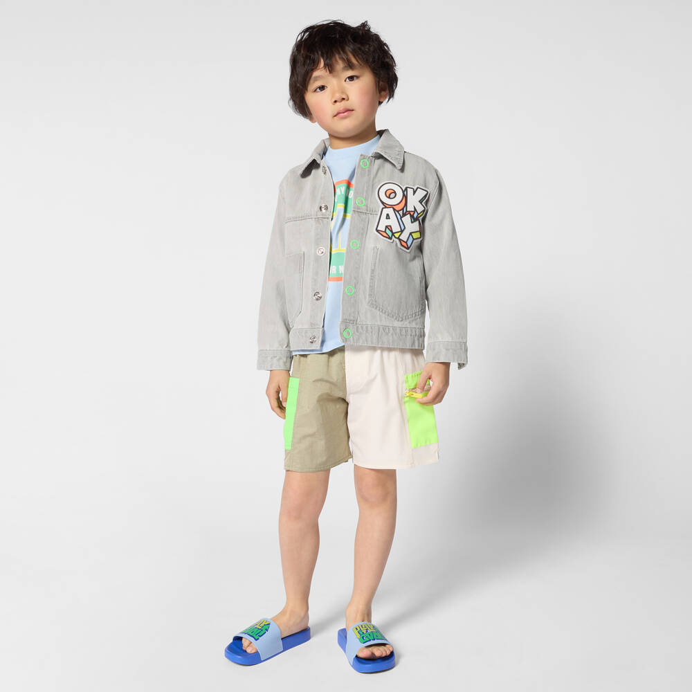 Billieblush-جاكيت دنيم برقعة شعار لون رمادي للأولاد | Childrensalon