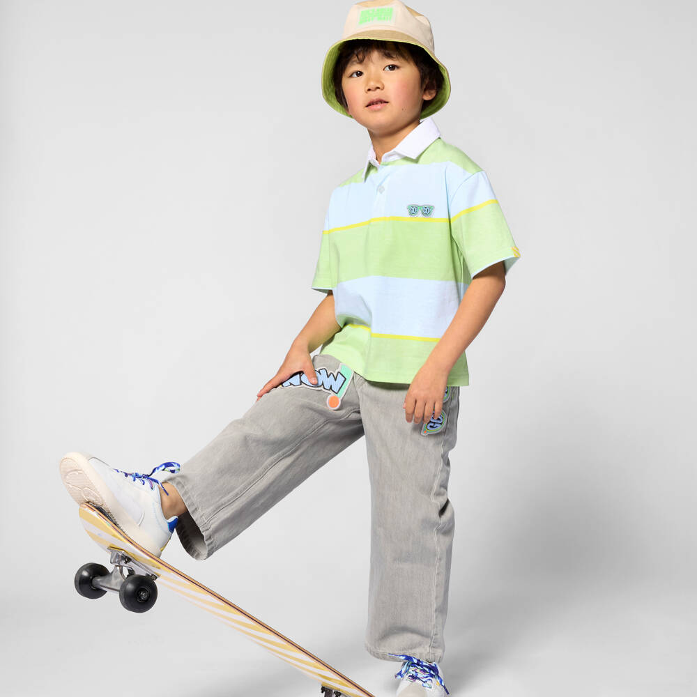 Billieblush-Boys Grey Denim Wide Leg Jeans | Childrensalon