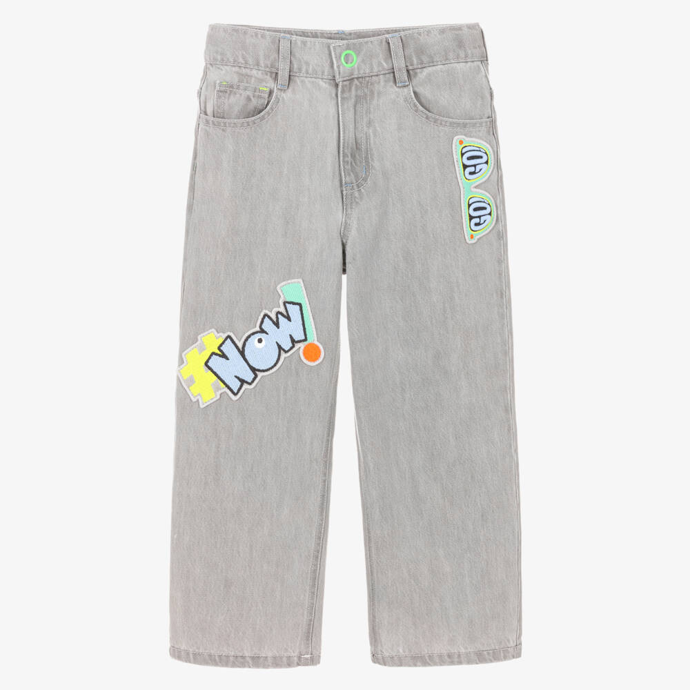 Billieblush-Boys Grey Denim Wide Leg Jeans | Childrensalon