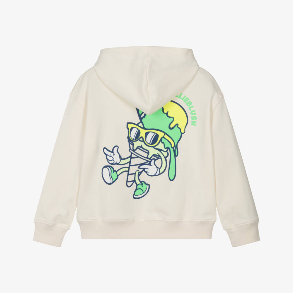 Billieblush-Boys Ivory Cotton Hoodie with Ice Cream Graphic | Childrensalon