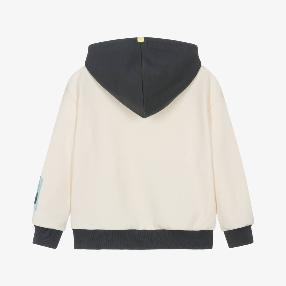 Billieblush-Boys Ivory Jersey Hoodie with Colourblock Detailing | Childrensalon
