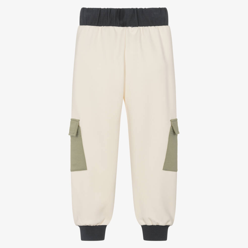 Billieblush-Boys Ivory Jersey Joggers with Colourblock Detailing | Childrensalon