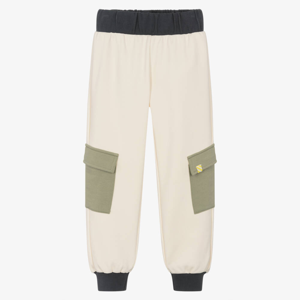 Billieblush-Boys Ivory Jersey Joggers with Colourblock Detailing | Childrensalon