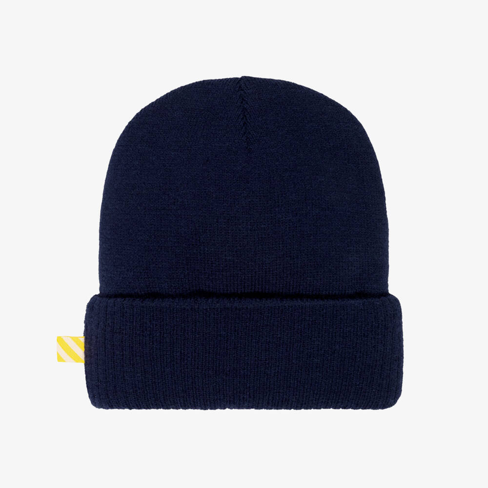 Billieblush-Boys Navy Blue Beanie Hat with Monster Graphic | Childrensalon