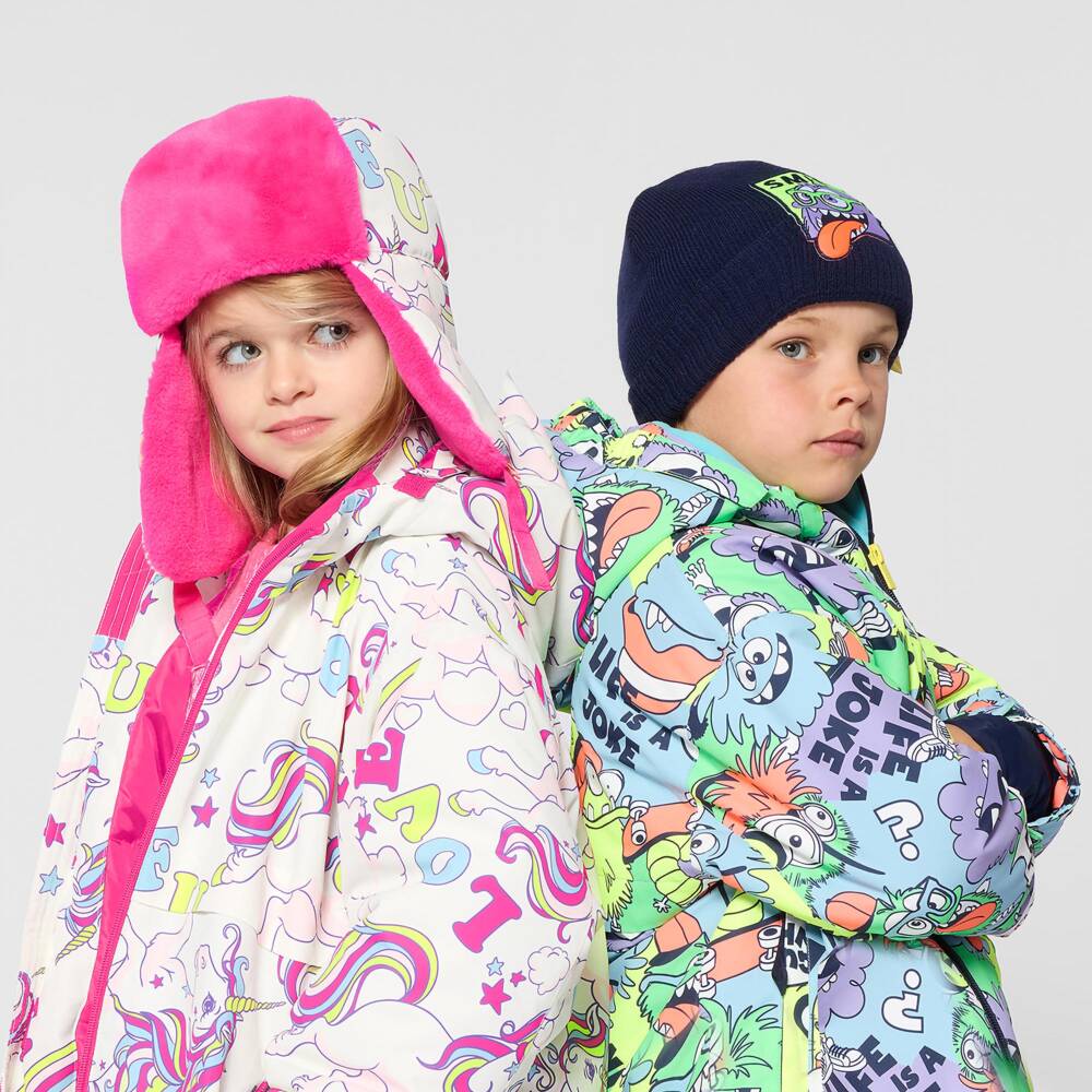 Billieblush-Boys Navy Blue Beanie Hat with Monster Graphic | Childrensalon