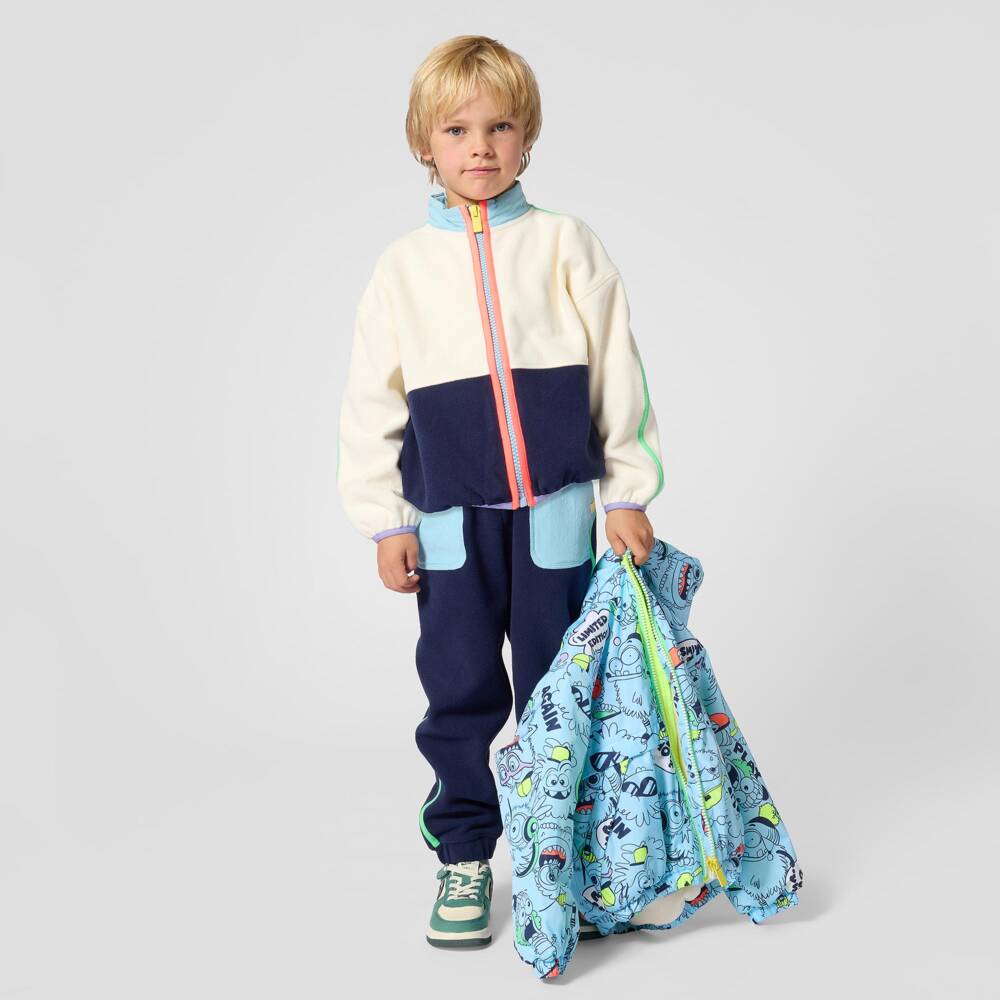Billieblush-Boys Navy Blue Fleece Colourblock Joggers | Childrensalon