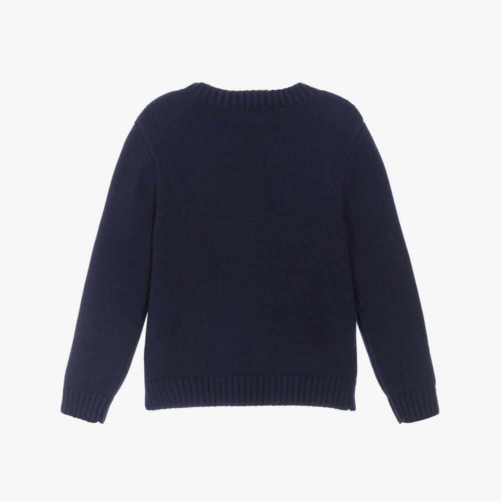 Billieblush-Boys Navy Blue Merry Rex-Mas Sweater | Childrensalon