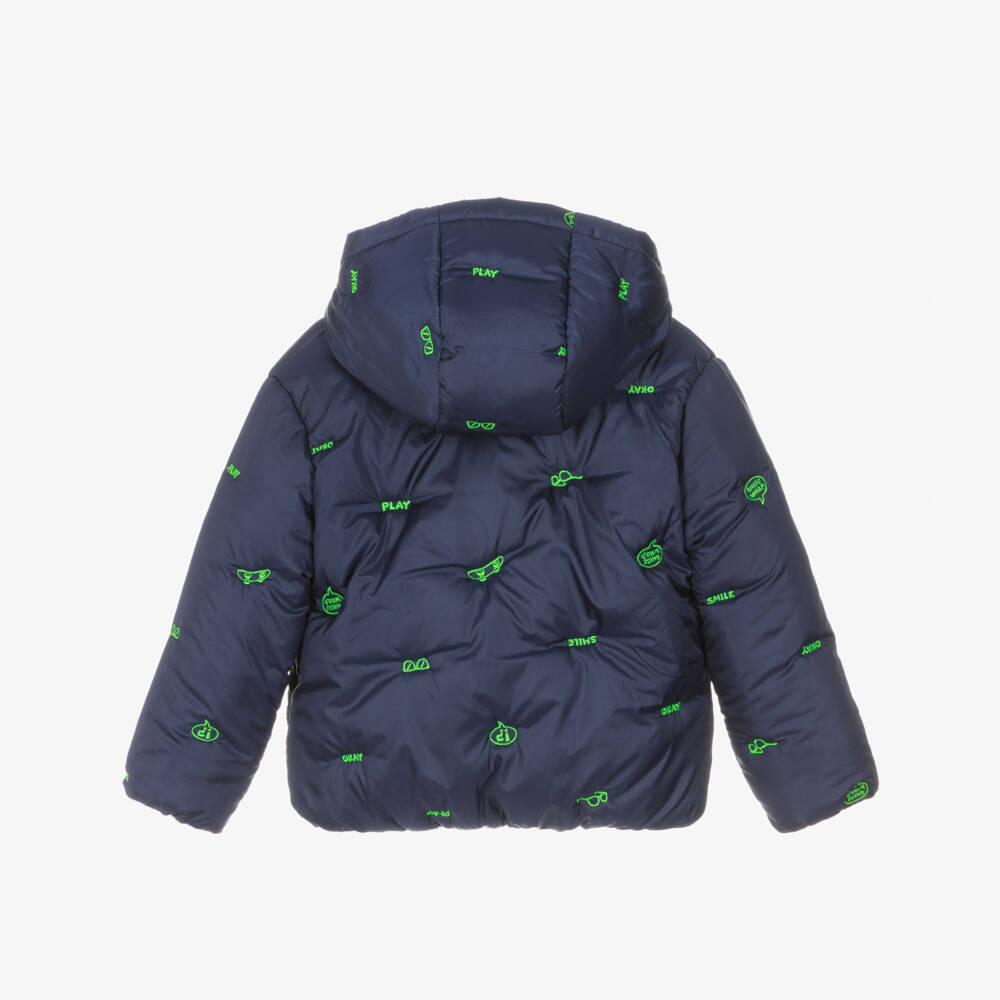 Billieblush-Boys Navy Blue Padded Jacket with Embroidered Motifs | Childrensalon