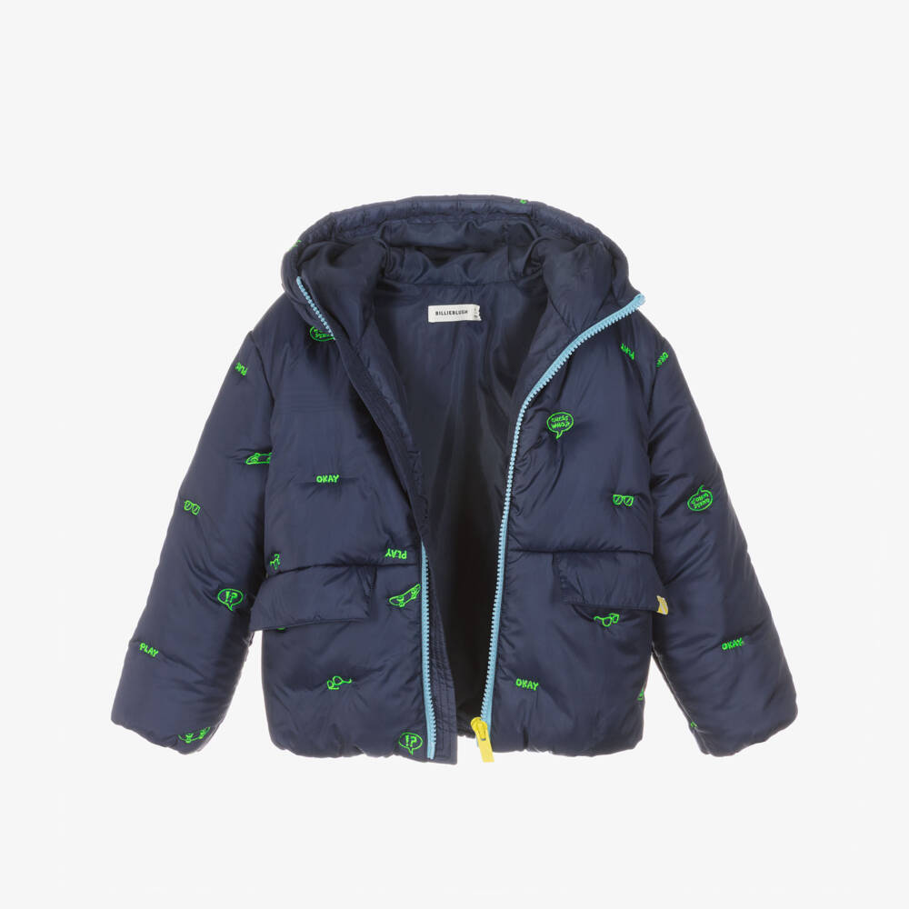 Billieblush-Boys Navy Blue Padded Jacket with Embroidered Motifs | Childrensalon