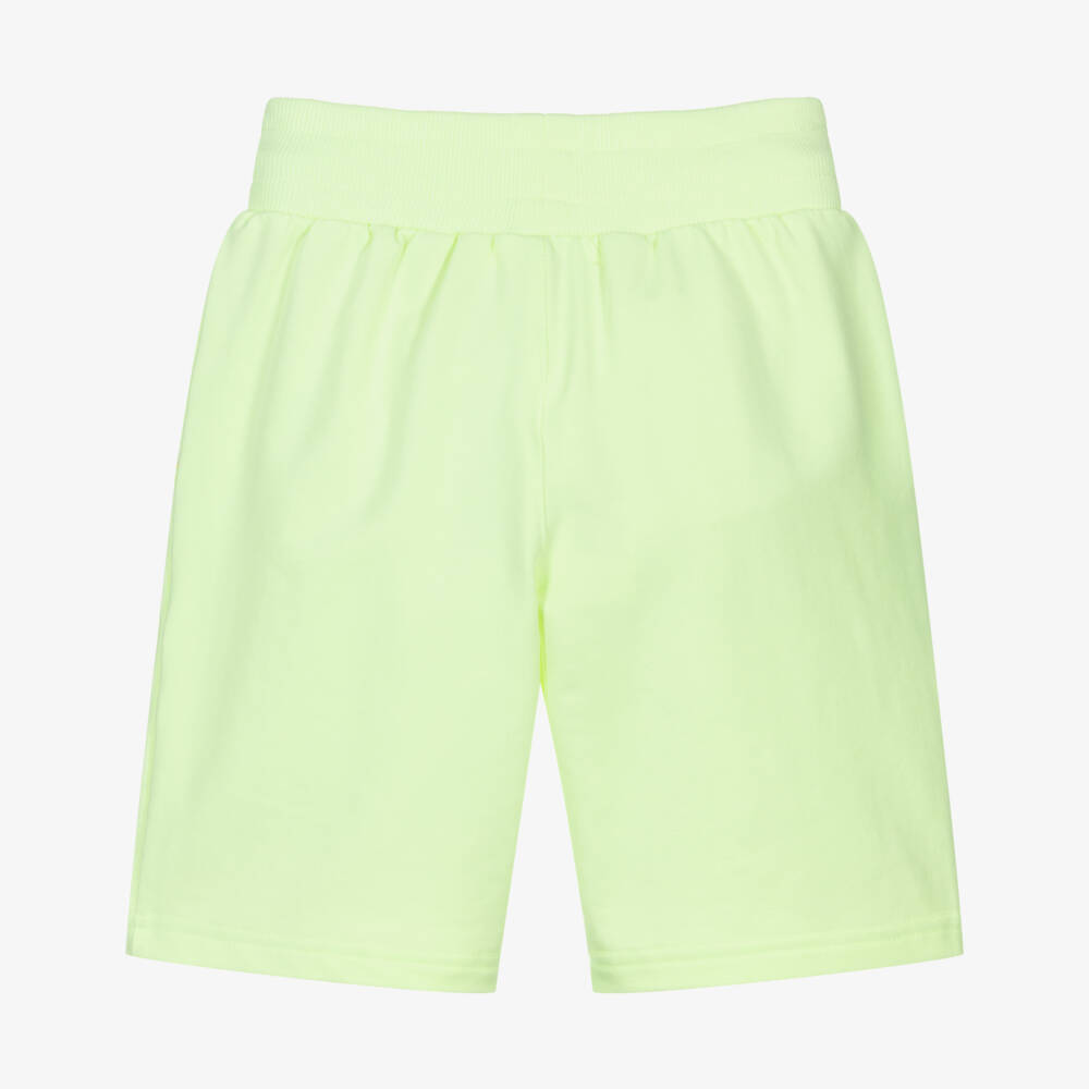 Billieblush-Boys Neon Green Jersey Shorts with Slogan Patch | Childrensalon