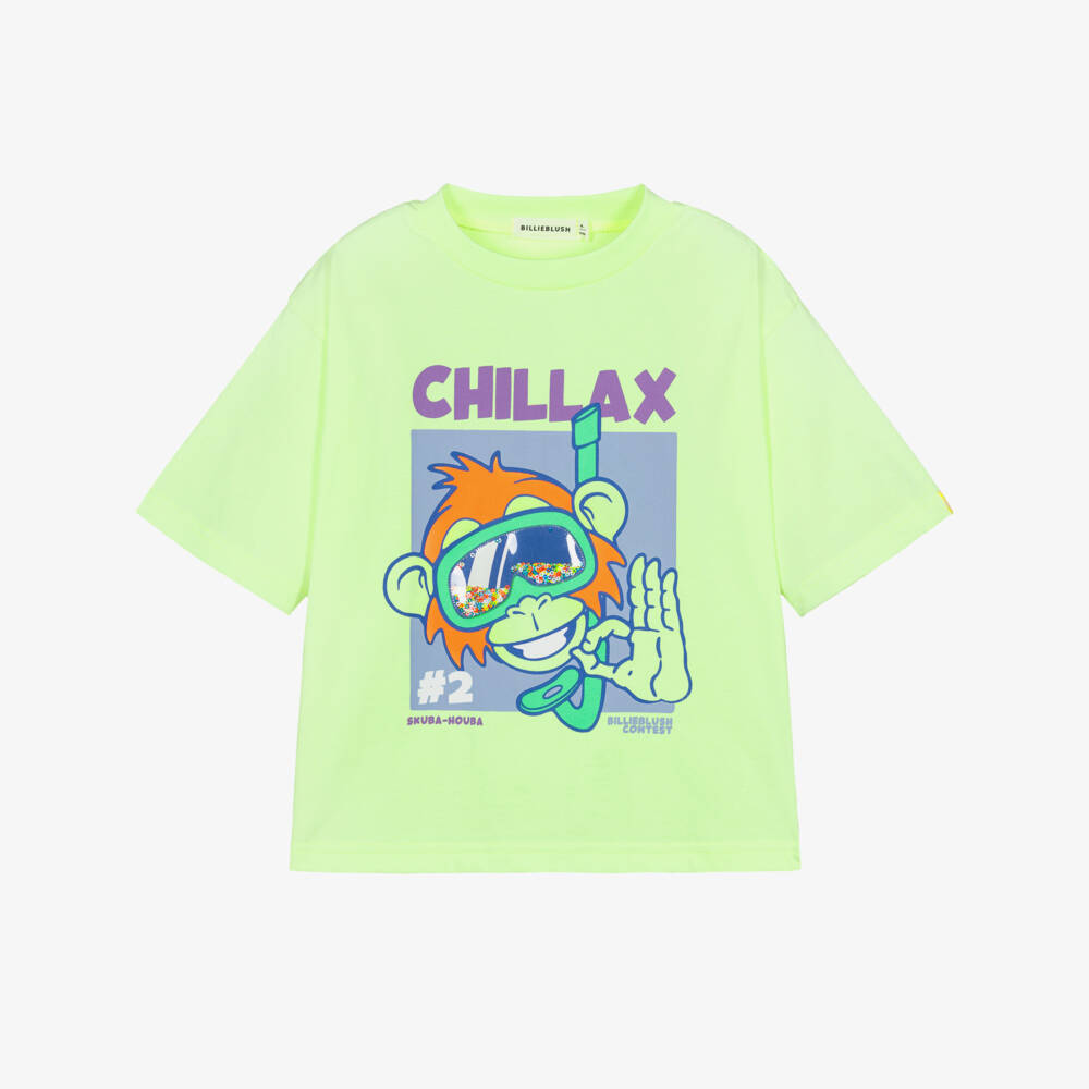 Billieblush-Boys Neon Yellow Monkey Print T-Shirt | Childrensalon