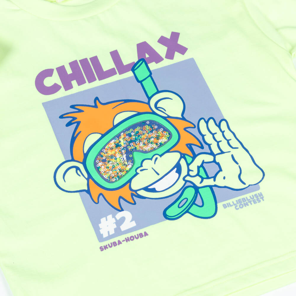 Billieblush-Boys Neon Yellow Monkey Print T-Shirt | Childrensalon