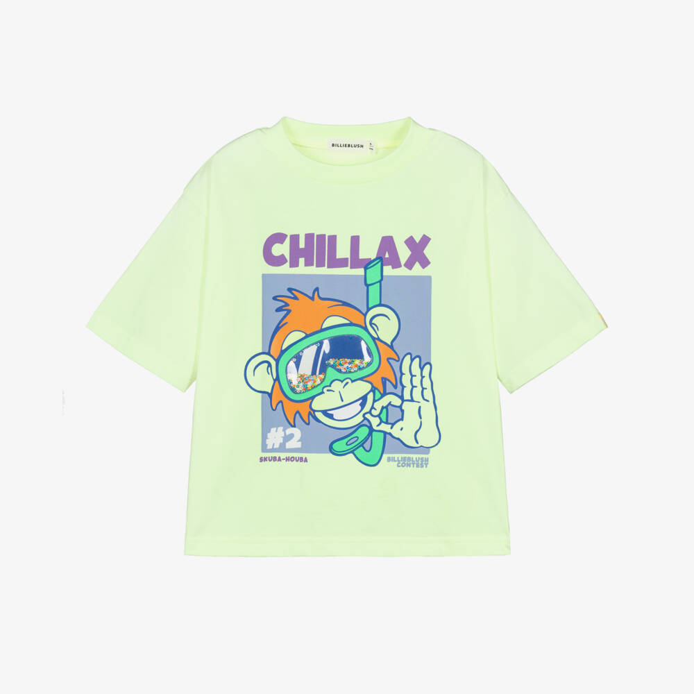 Billieblush-Boys Neon Yellow Monkey Print T-Shirt | Childrensalon