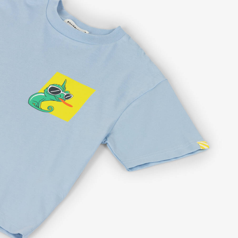 Billieblush-Boys Pale Blue Cotton T-Shirt with Reptile Graphics | Childrensalon