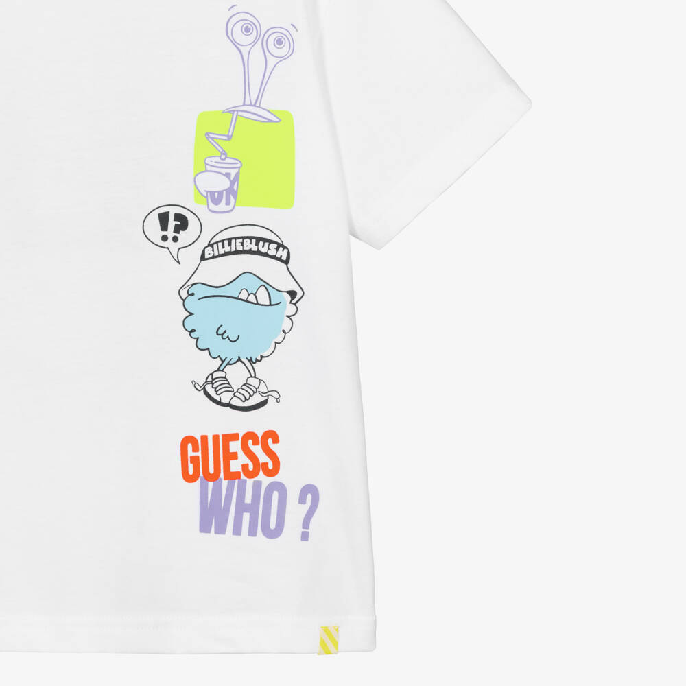 Billieblush-Boys White Cotton Monster Print T-Shirt | Childrensalon