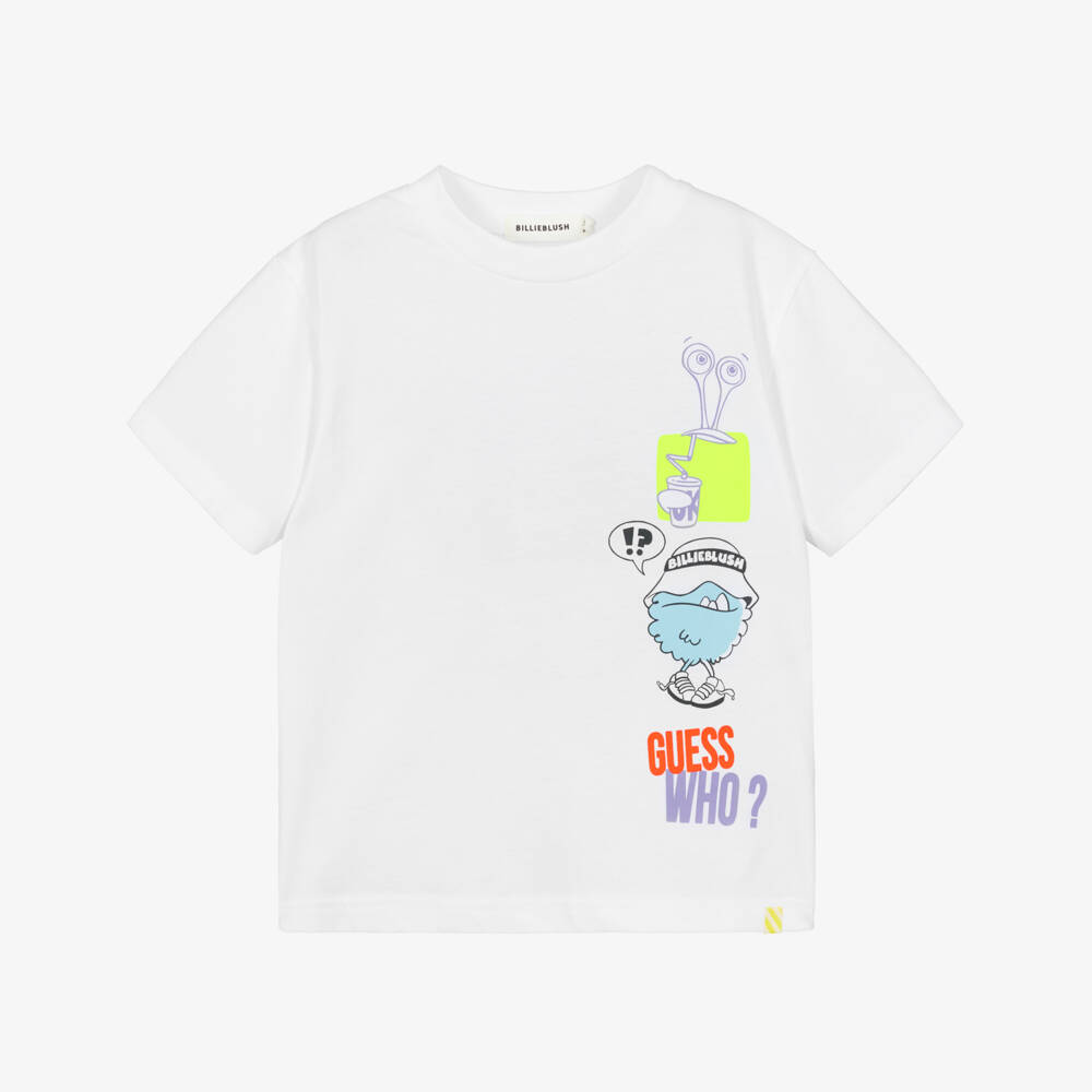 Billieblush-Boys White Cotton Monster Print T-Shirt | Childrensalon