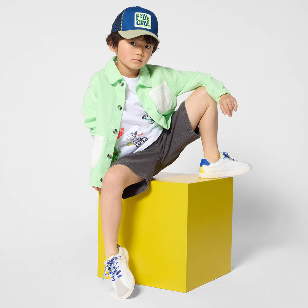 Billieblush-Boys White Cotton T-Shirt with Crocodile Logo Prints | Childrensalon