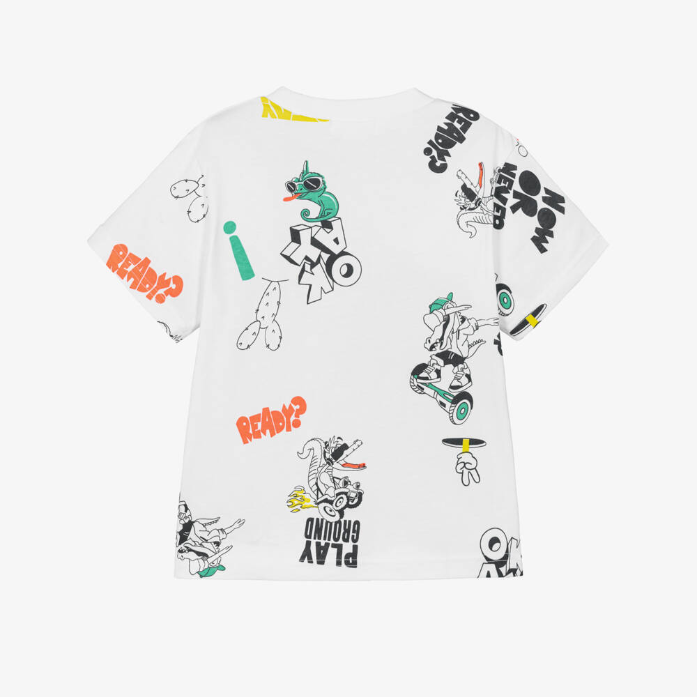 Billieblush-Футболка белая из хлопка с крокодилами для мальчиков | Childrensalon