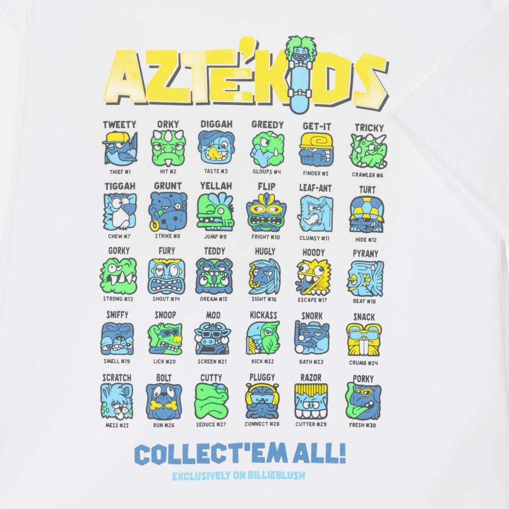 Billieblush-Boys White Cotton T-Shirt with Monster Print | Childrensalon