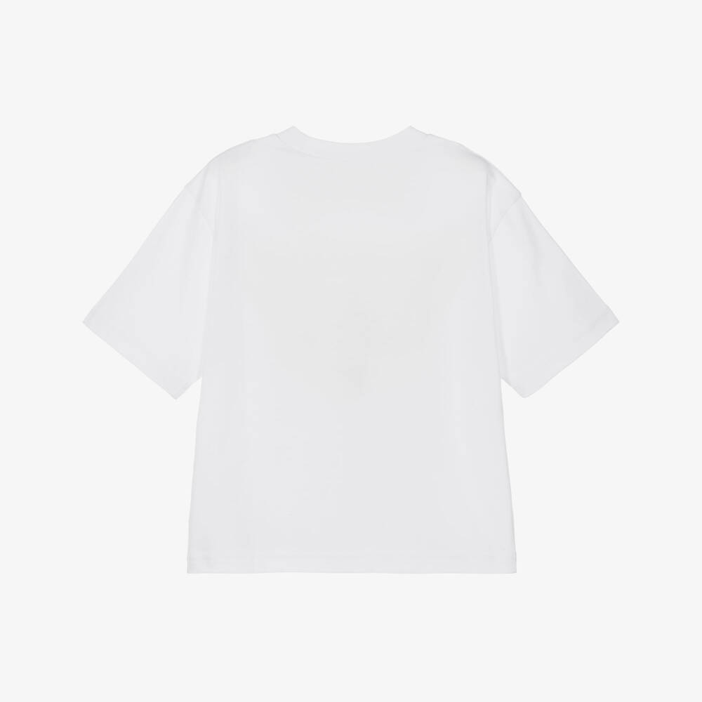 Billieblush-Boys White Cotton T-Shirt with Monster Print | Childrensalon