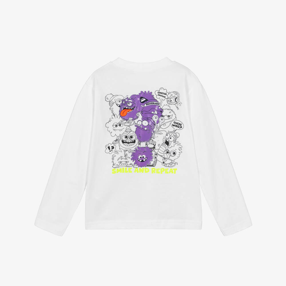 Billieblush-Boys White Cotton Top with Monster Graphic | Childrensalon