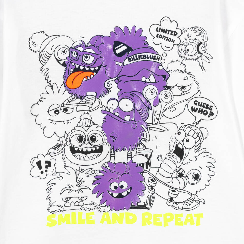 Billieblush-Boys White Cotton Top with Monster Graphic | Childrensalon