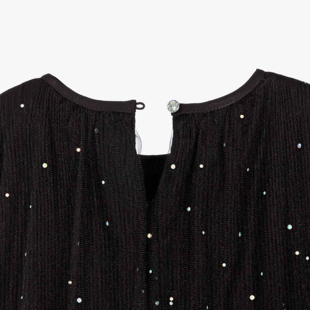 Billieblush-Girls Black Dress with Tulle & Rhinestones | Childrensalon