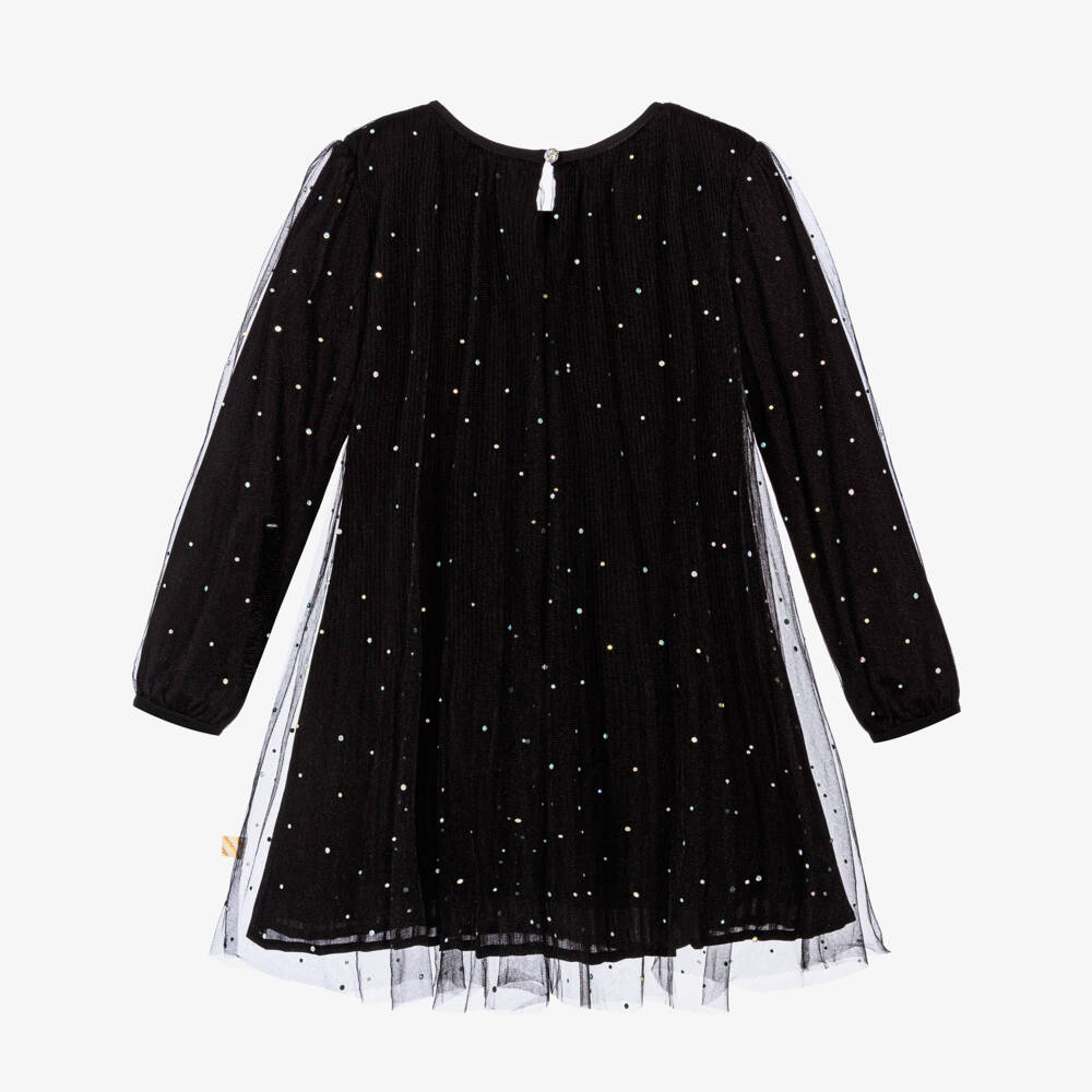 Billieblush-Girls Black Dress with Tulle & Rhinestones | Childrensalon