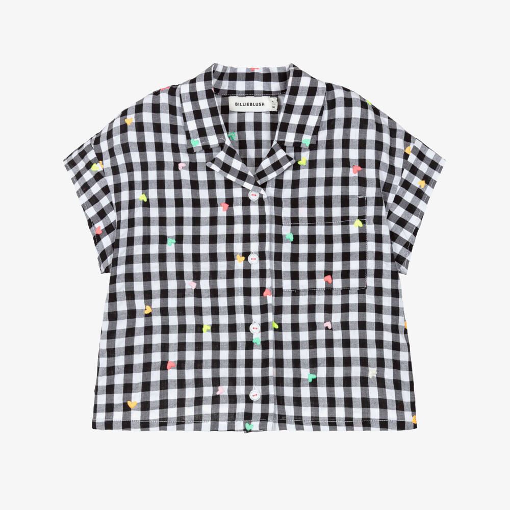 Billieblush-Girls Black & white Gingham Cotton Blouse | Childrensalon