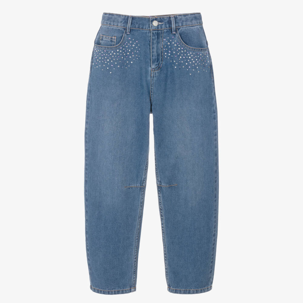 Billieblush-Girls Blue Barrel Leg Jeans | Childrensalon