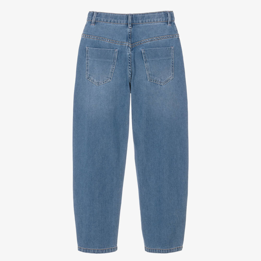 Billieblush-Girls Blue Barrel Leg Jeans | Childrensalon
