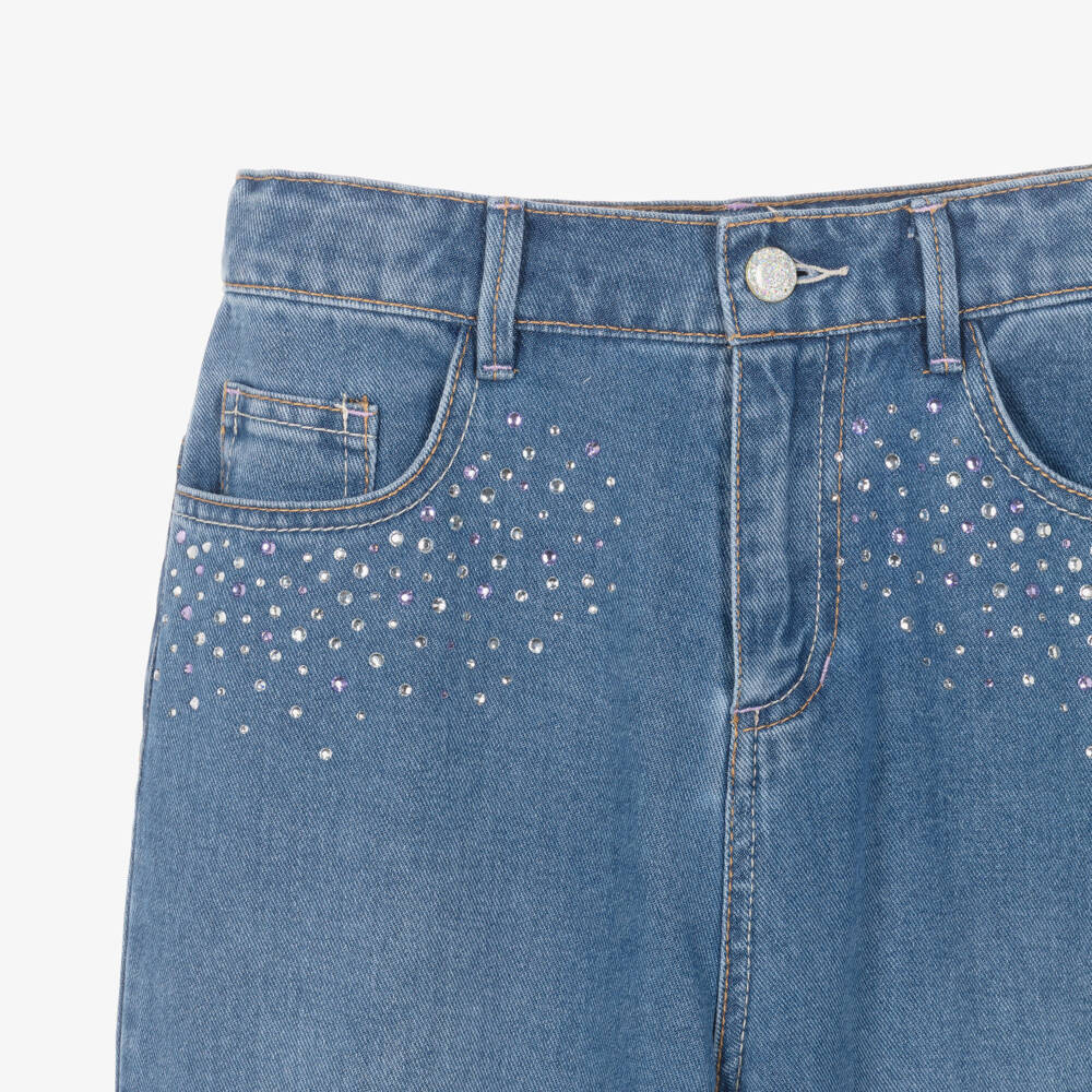 Billieblush-Girls Blue Barrel Leg Jeans | Childrensalon