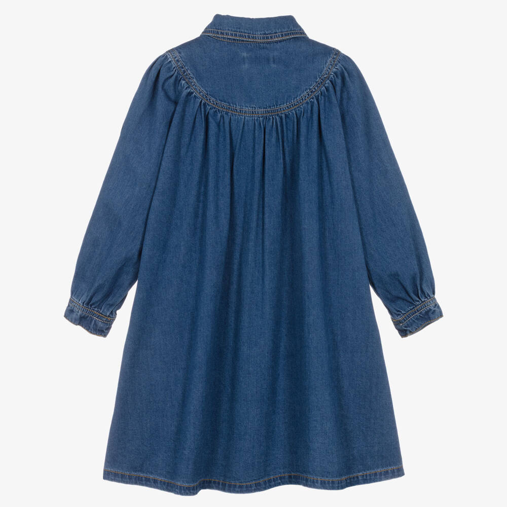 Billieblush-Girls Blue Chambray Dress with Jewel Decorations | Childrensalon