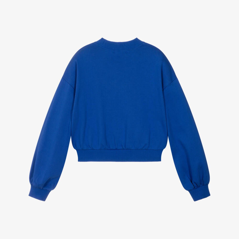 Billieblush-Girls Blue Cotton Love Sweatshirt | Childrensalon