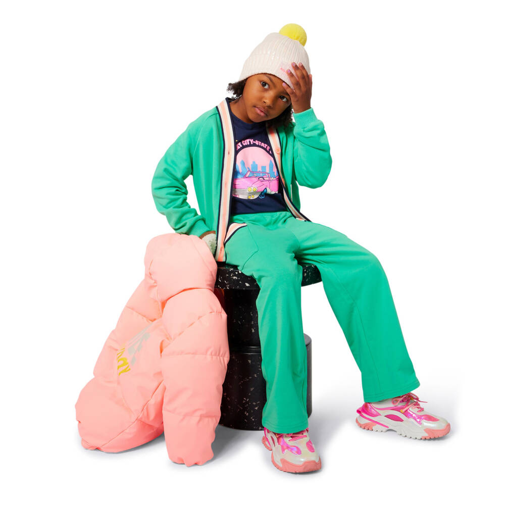 Billieblush-Топ синий хлопковый с блестящей розовой машиной для девочек | Childrensalon