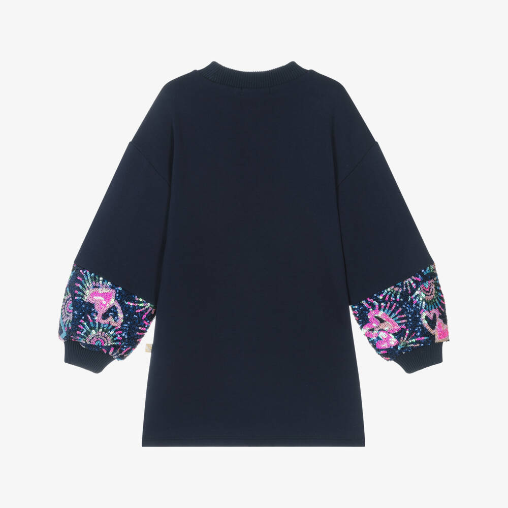 Billieblush-فستان سويتشيرت قطن بترتر لون كحلي للبنات  | Childrensalon