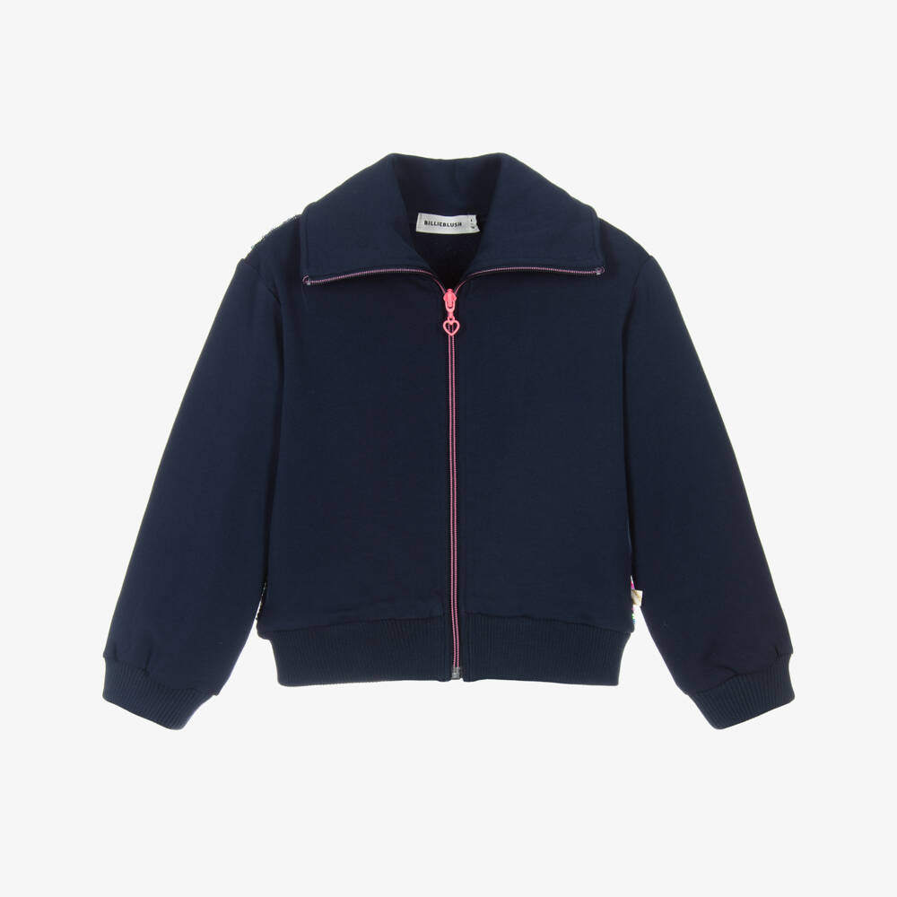 Billieblush-توب بسحاب مزين بترتر لون كحلي للبنات  | Childrensalon