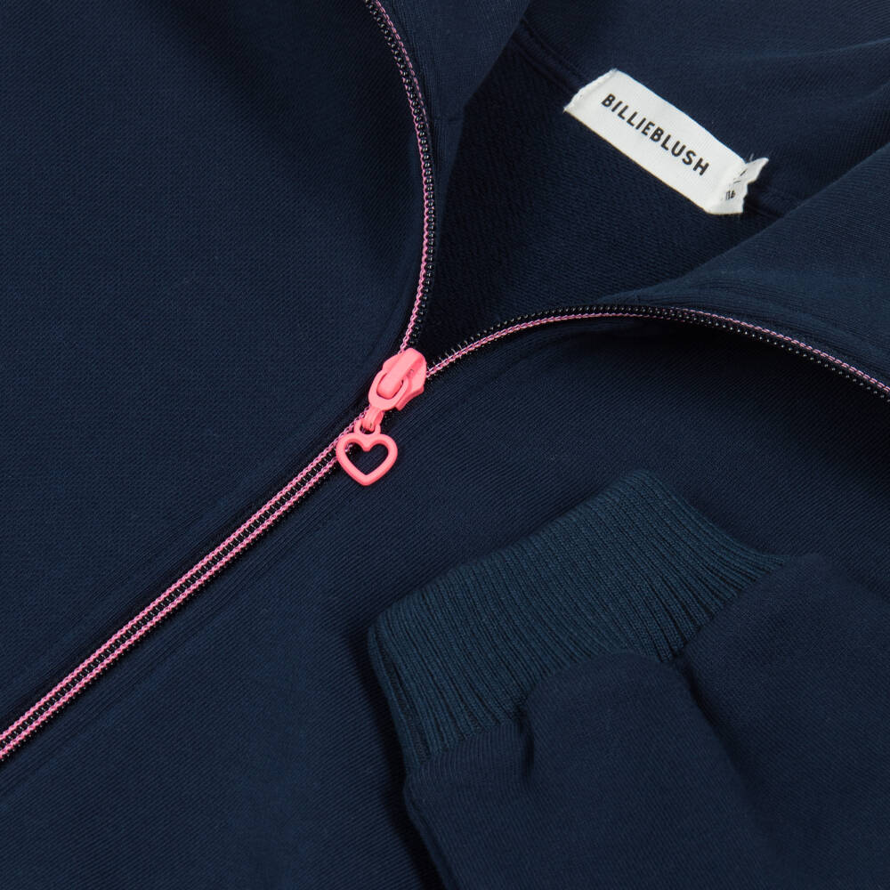 Billieblush-توب بسحاب مزين بترتر لون كحلي للبنات  | Childrensalon