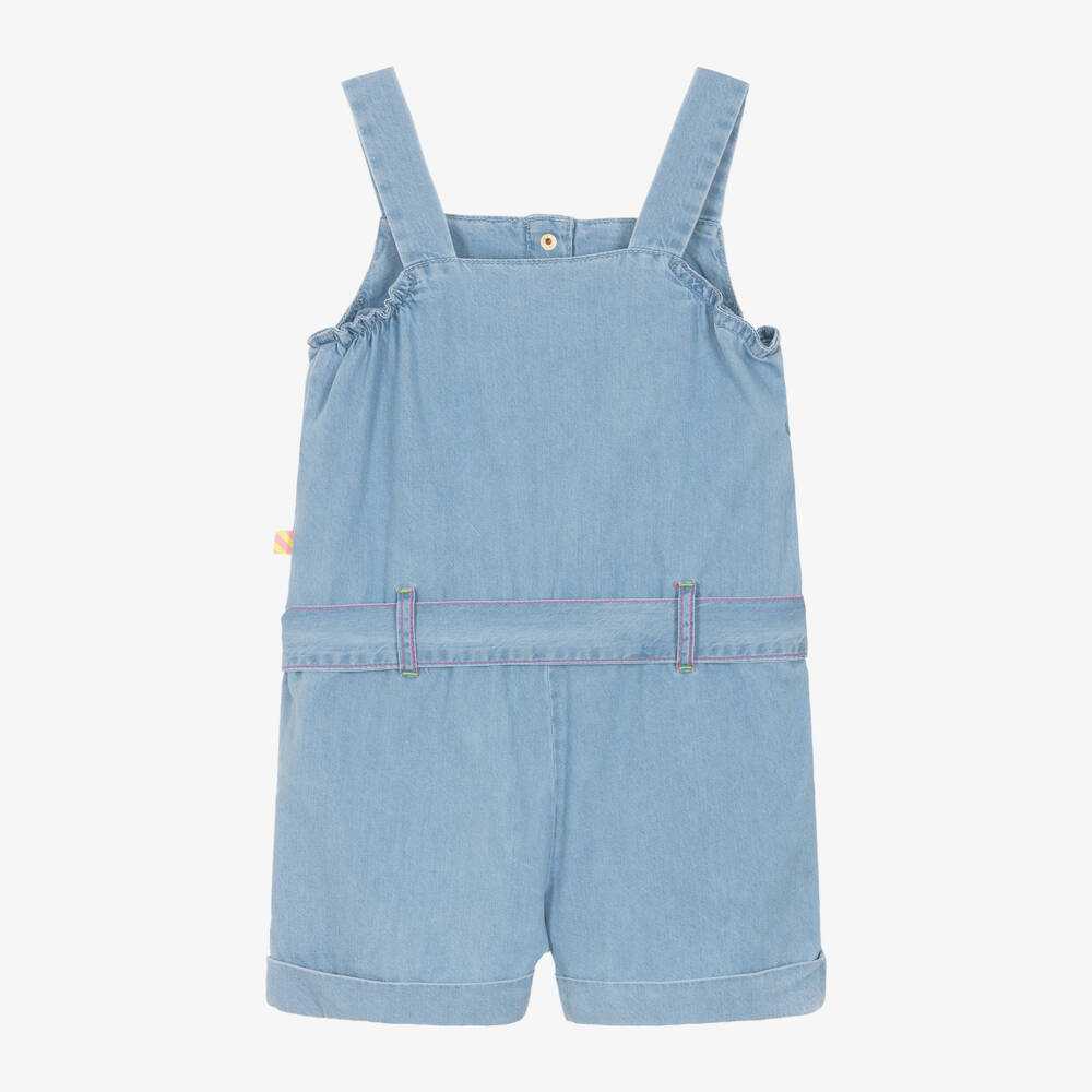 Billieblush-Girls Blue Denim Embroidered Playsuit | Childrensalon