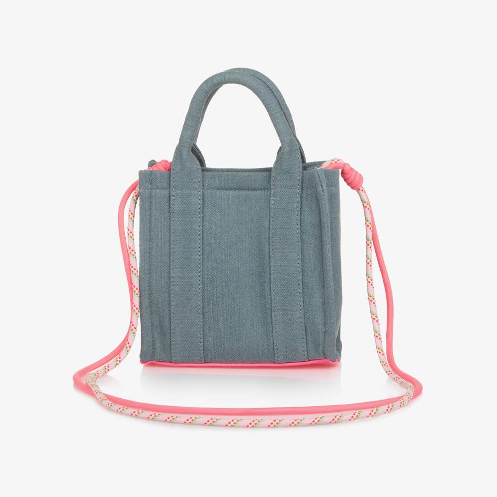 Billieblush-Girls Blue Denim Handbag with Sequinned Flower (15cm) | Childrensalon